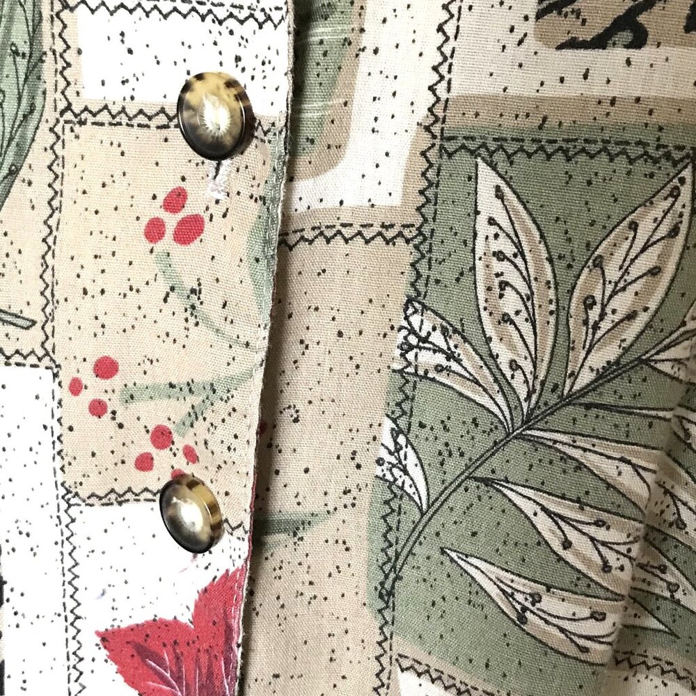 Tapestry Patchwork Print Button-Down Top: 80s Bro… - image 7